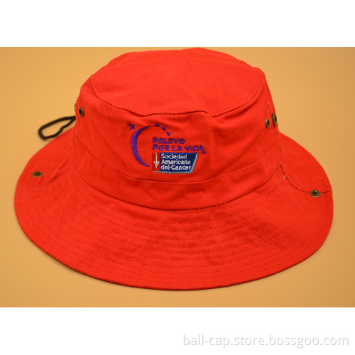 custom orange bucket hat with string